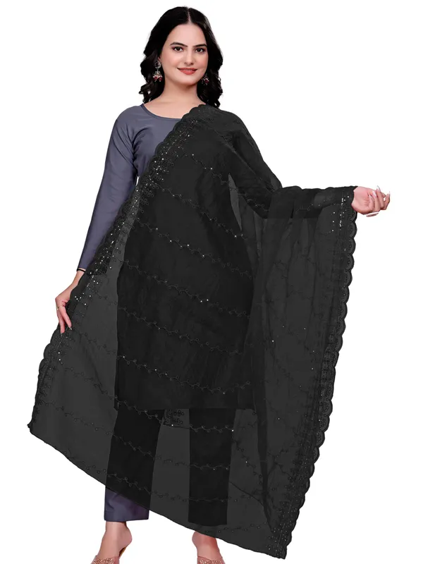 Organza_Embroidered_Dupatta_With_Sequins_Scalloped_Border_Black