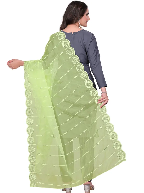 Organza_Striped_Embroidery_Dupatta_With_Medallion_Border_Lemon_Yellow