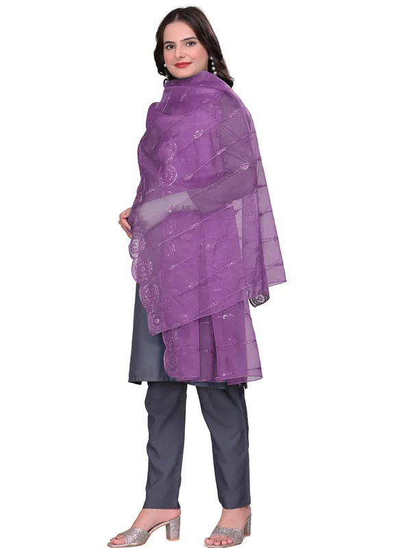 Organza_Striped_Embroidery_Dupatta_With_Medallion_Border_Lavender