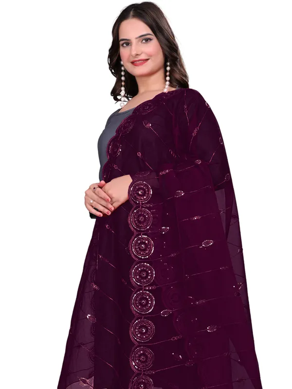 Organza_Striped_Embroidery_Dupatta_With_Medallion_Border_Wine