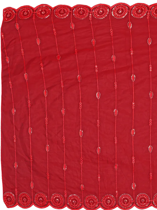 Organza_Striped_Embroidery_Dupatta_With_Medallion_Border_Red
