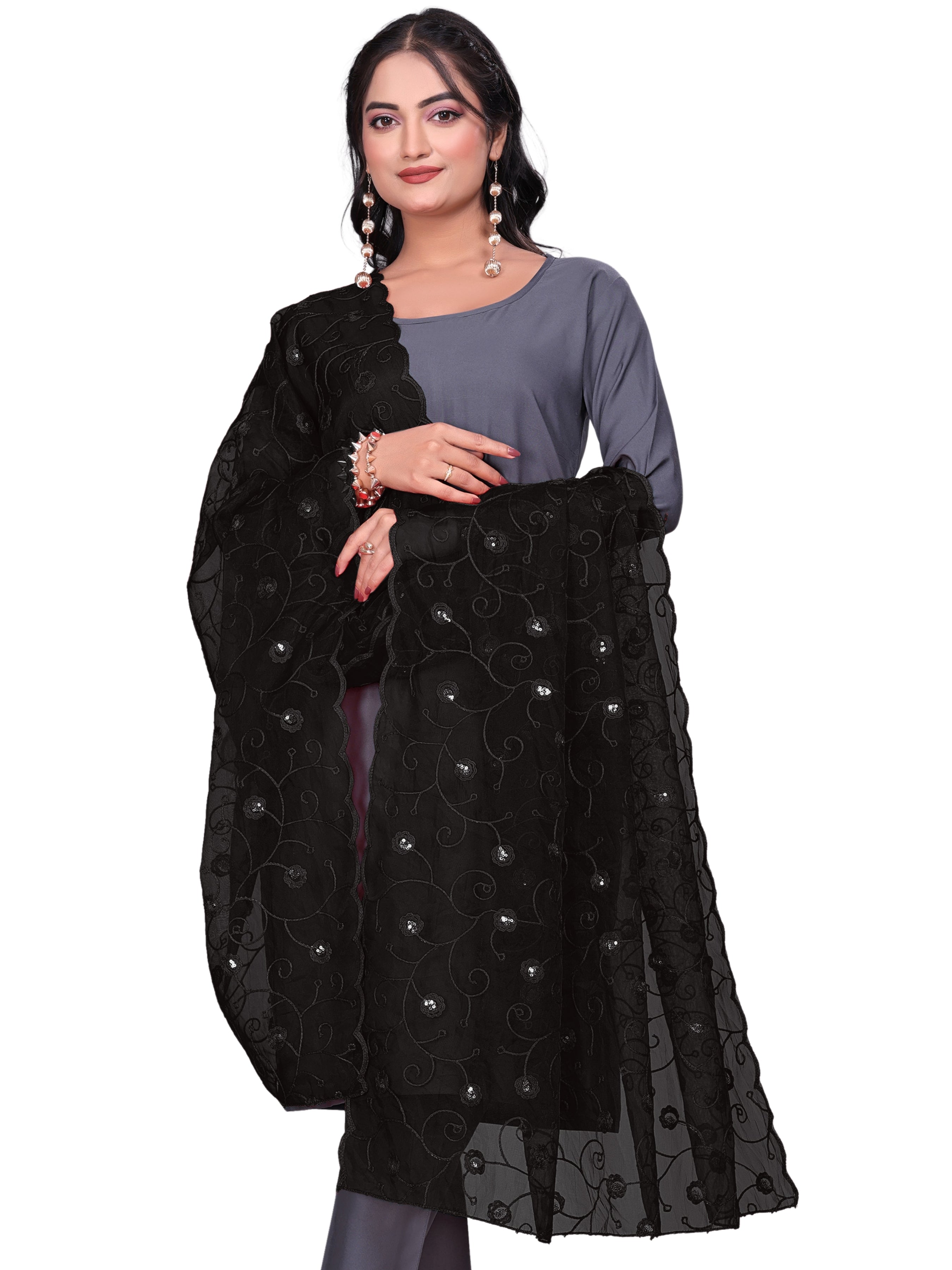 Organza_Floral_Jaal_Embroidered_Dupatta_With_Sequins_Black