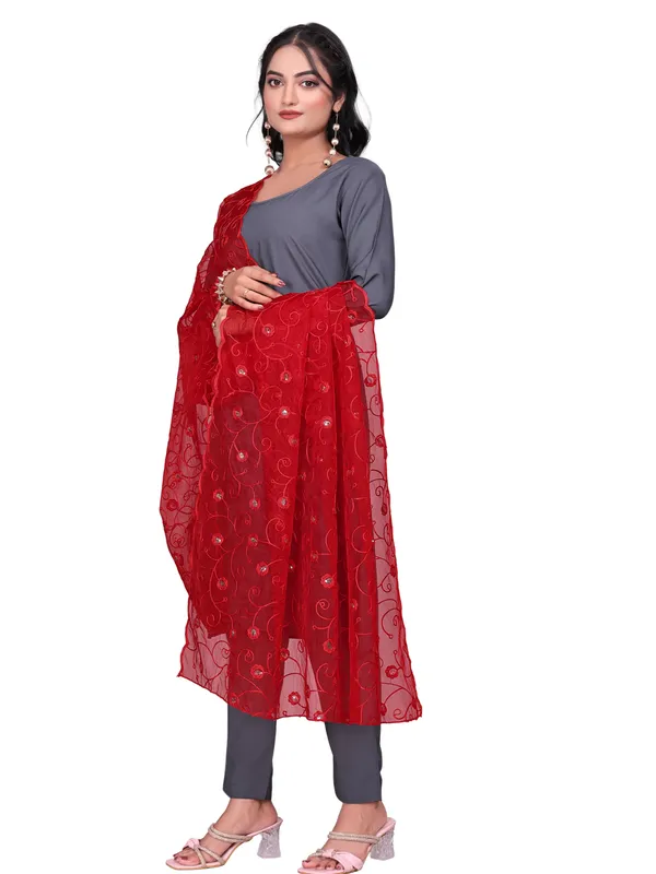 Organza_Floral_Jaal_Embroidered_Dupatta_With_Sequins_Red