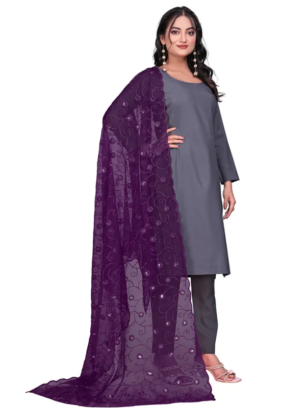 Organza_Floral_Jaal_Embroidered_Dupatta_With_Sequins_Wine