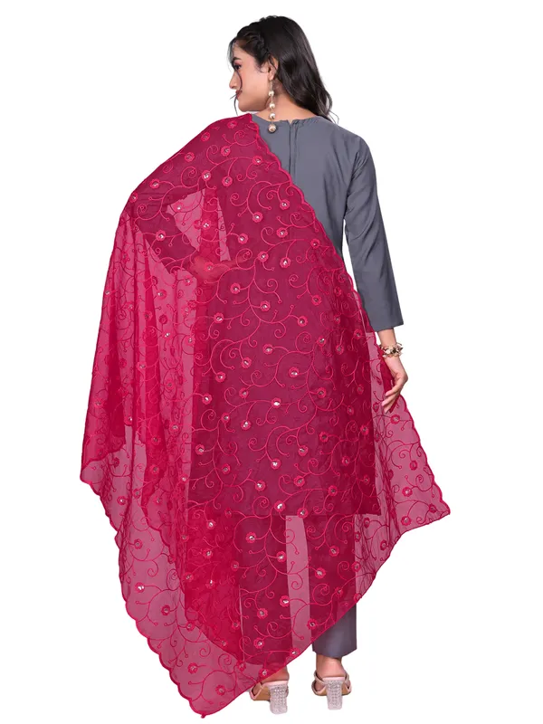 Organza_Floral_Jaal_Embroidered_Dupatta_With_Sequins_Pink