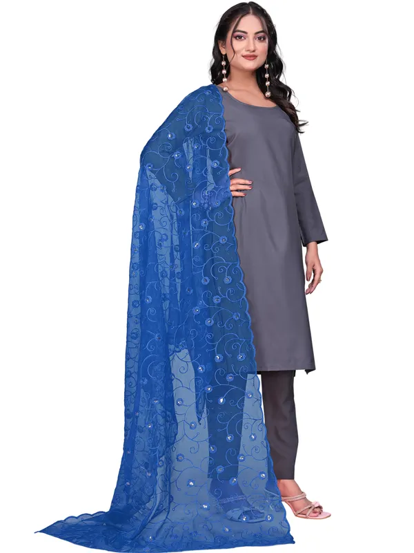 Organza_Floral_Jaal_Embroidered_Dupatta_With_Sequins_Kerosin_Blue