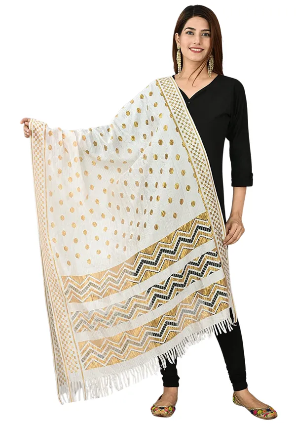 Net_Zari_Buti_Dupatta_With_Chevron_Pallu_Tassels_White