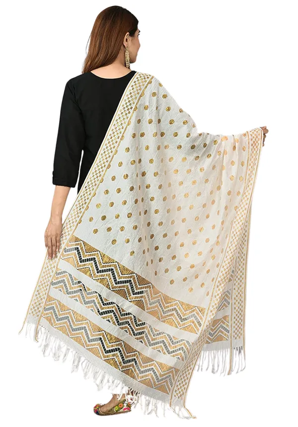 Net_Zari_Buti_Dupatta_With_Chevron_Pallu_Tassels_White