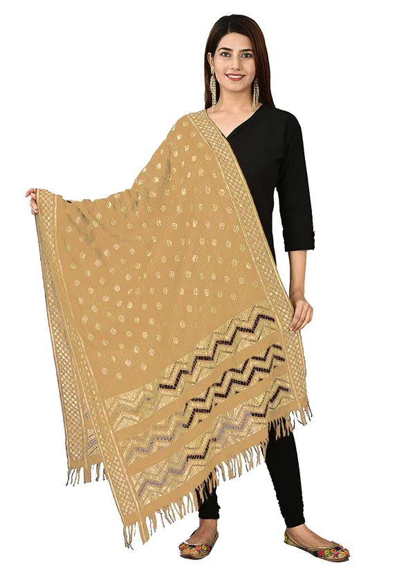 Net_Zari_Buti_Dupatta_With_Chevron_Pallu_Tassels_Beige