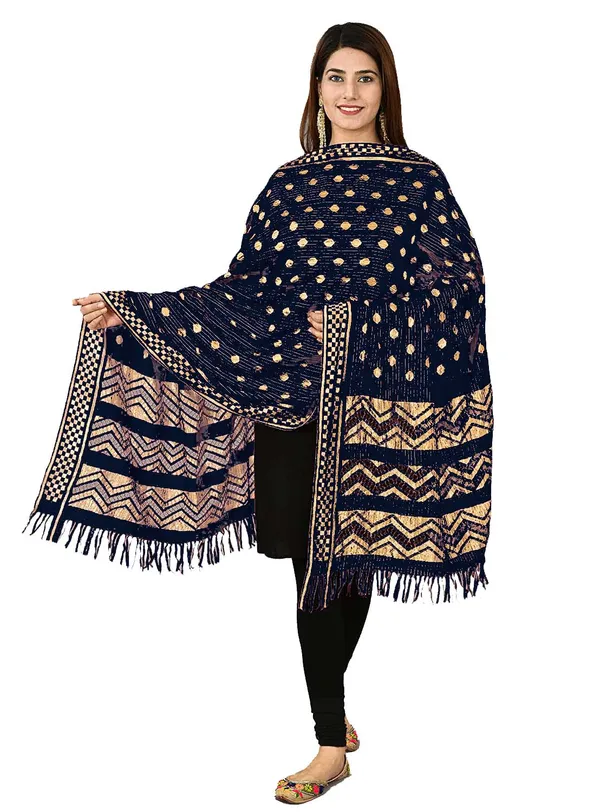 Net_Zari_Buti_Dupatta_With_Chevron_Pallu_Tassels_Black