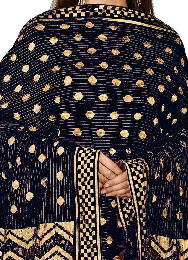 Net_Zari_Buti_Dupatta_With_Chevron_Pallu_Tassels_Black