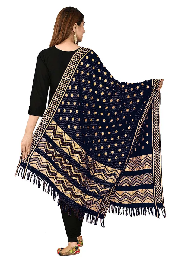 Net_Zari_Buti_Dupatta_With_Chevron_Pallu_Tassels_Black