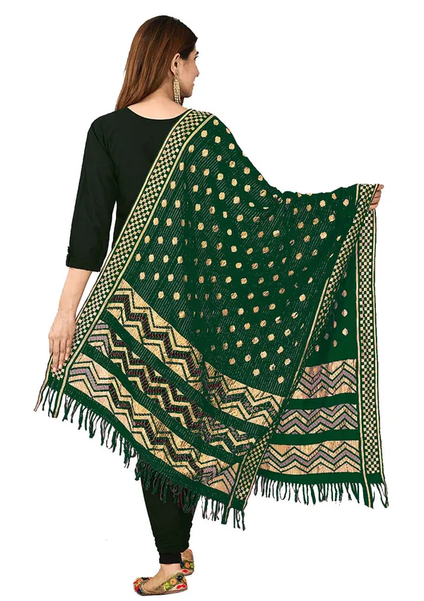 Net_Zari_Buti_Dupatta_With_Chevron_Pallu_Tassels_Green