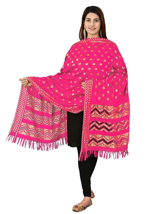 Net_Zari_Buti_Dupatta_With_Chevron_Pallu_Tassels_Pink