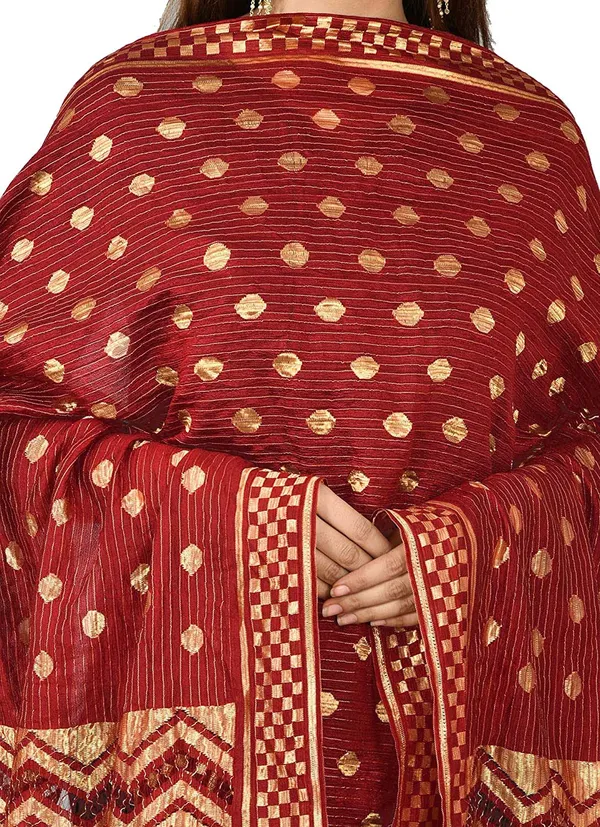 Net_Zari_Buti_Dupatta_With_Chevron_Pallu_Tassels_Maroon