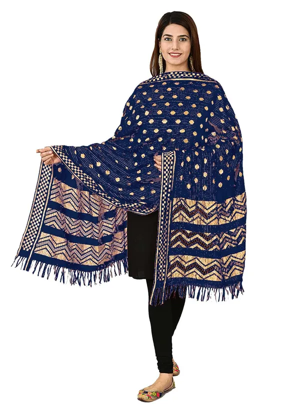 Net_Zari_Buti_Dupatta_With_Chevron_Pallu_Tassels_Navy_Blue