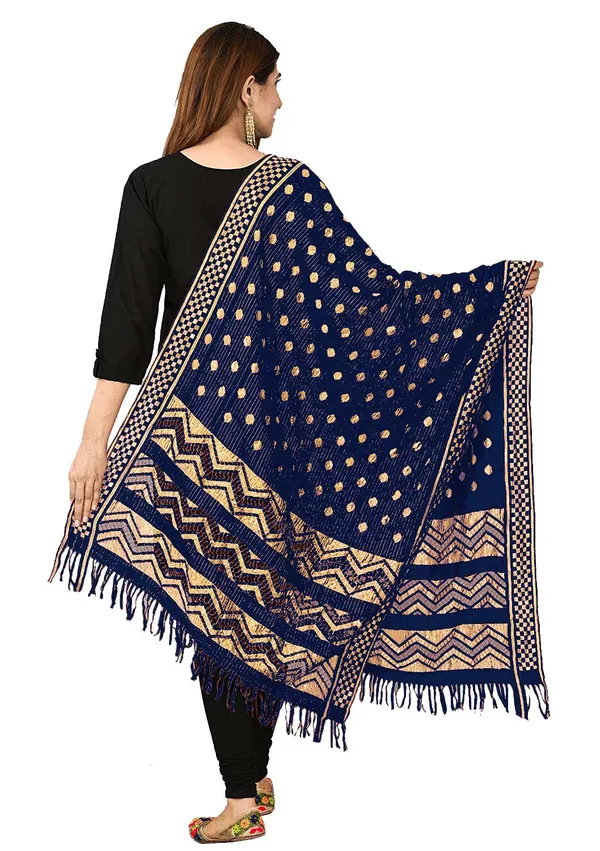 Net_Zari_Buti_Dupatta_With_Chevron_Pallu_Tassels_Navy_Blue