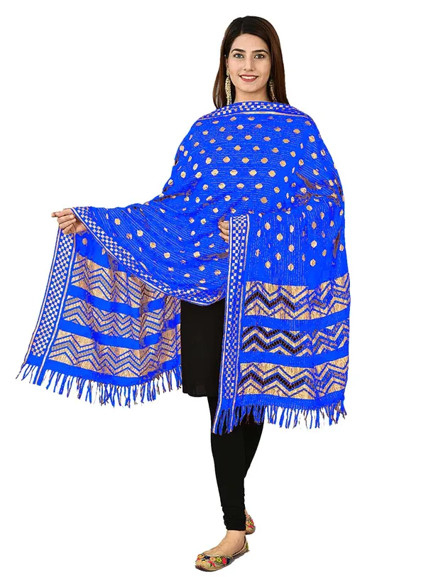 Net_Zari_Buti_Dupatta_With_Chevron_Pallu_Tassels_Royal_Blue