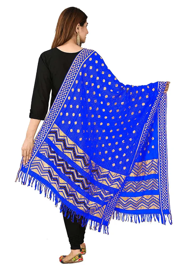 Net_Zari_Buti_Dupatta_With_Chevron_Pallu_Tassels_Royal_Blue