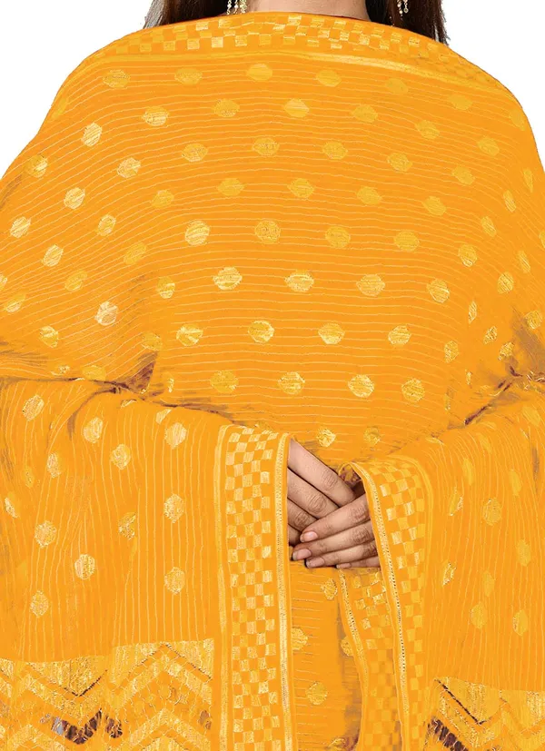 Net_Zari_Buti_Dupatta_With_Chevron_Pallu_Tassels_Yellow