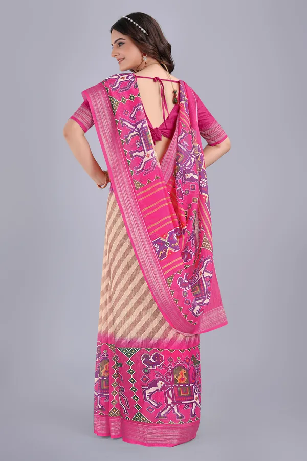 Linen_Cotton_Digital_Printed_Saree_With_Blouse_Piece_Pink