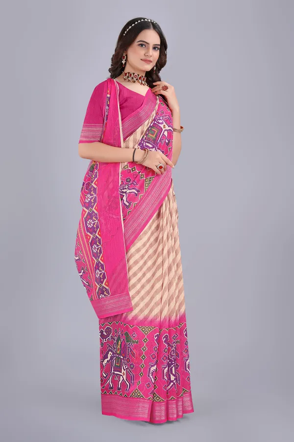 Linen_Cotton_Digital_Printed_Saree_With_Blouse_Piece_Pink