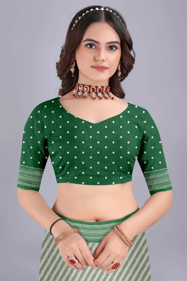Linen_Cotton_Digital_Printed_Saree_With_Blouse_Piece_Green