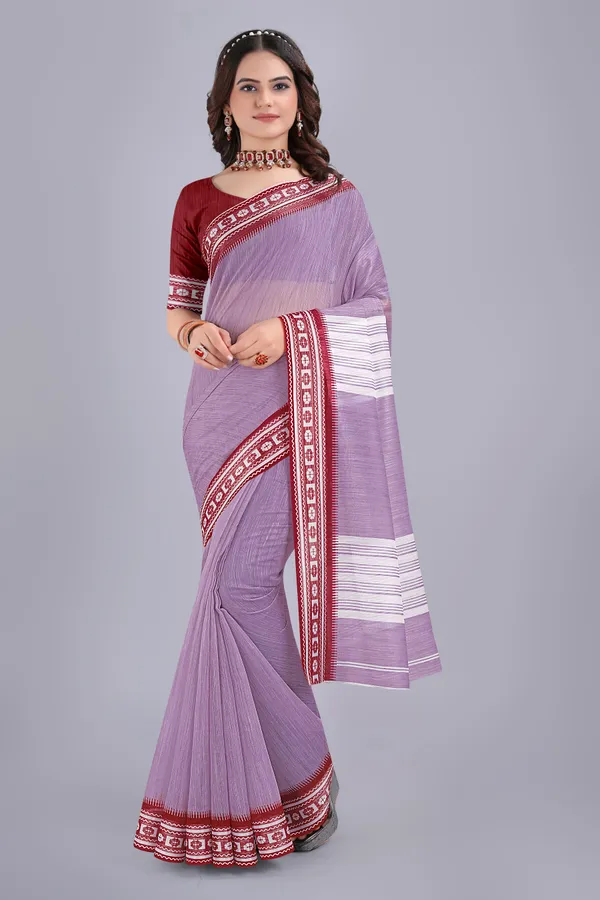 Linen_Cotton_Digital_Printed_Saree_With_Blouse_Piece_Lavender