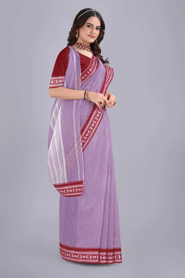 Linen_Cotton_Digital_Printed_Saree_With_Blouse_Piece_Lavender