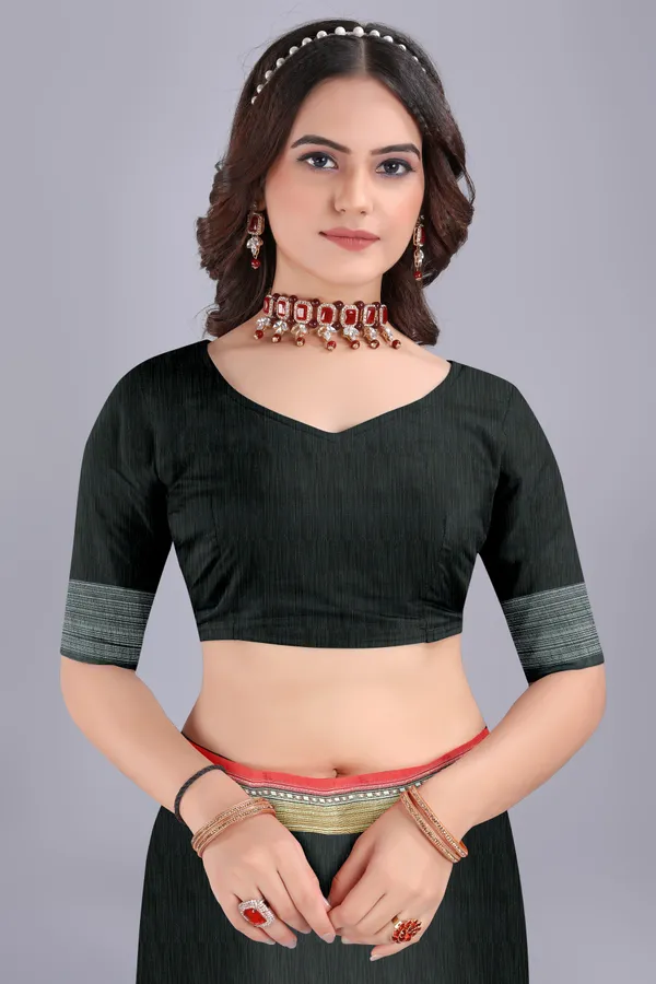 Linen_Cotton_Digital_Printed_Saree_With_Blouse_Piece_Black
