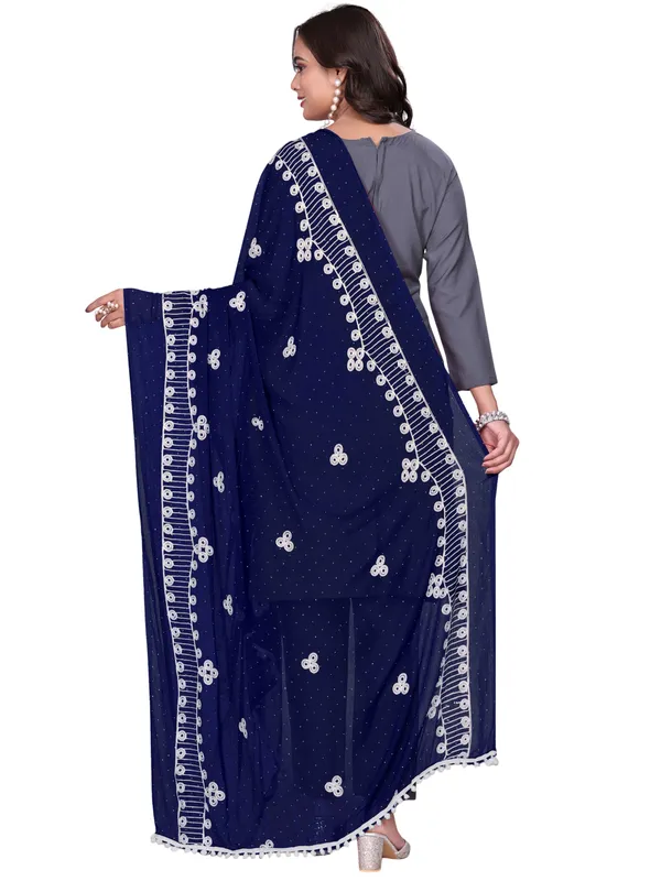 Chiffon_Embroidered_Goti_Dupatta_With_Stone_Work_Pom_Pom_Lace_Navy_Blue