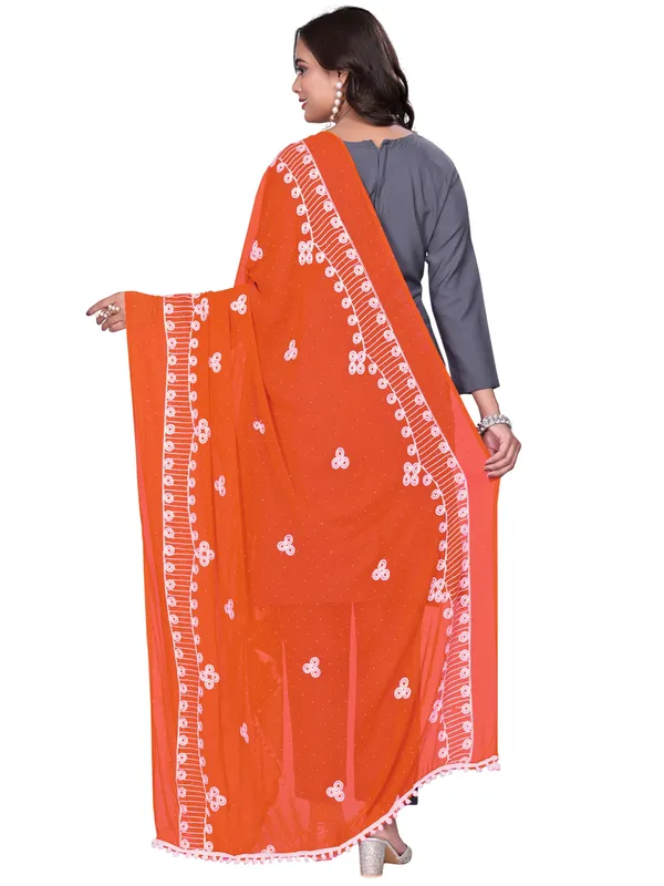Chiffon_Embroidered_Goti_Dupatta_With_Stone_Work_Pom_Pom_Lace_Orange