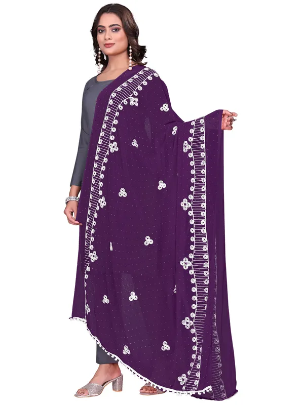 Chiffon_Embroidered_Goti_Dupatta_With_Stone_Work_Pom_Pom_Lace_Wine
