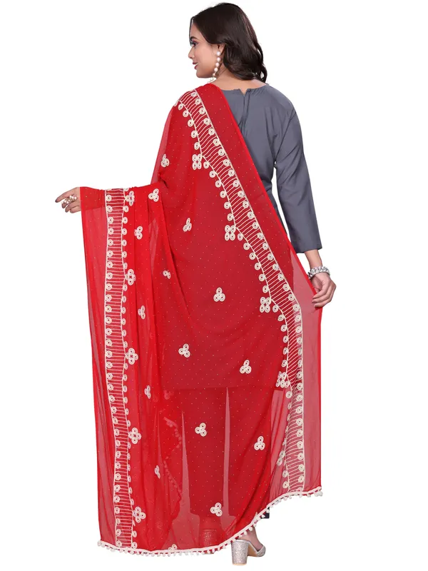 Chiffon_Embroidered_Goti_Dupatta_With_Stone_Work_Pom_Pom_Lace_Red