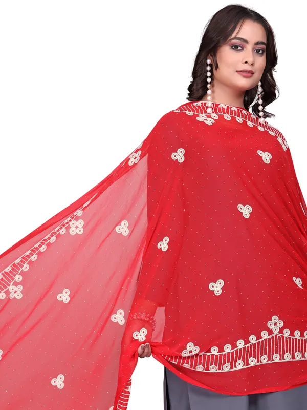 Chiffon_Embroidered_Goti_Dupatta_With_Stone_Work_Pom_Pom_Lace_Red