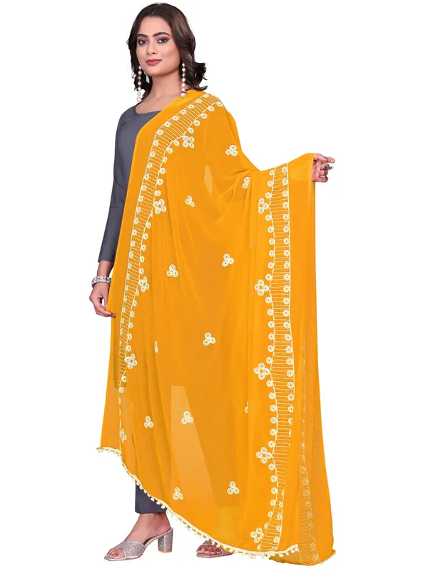 Chiffon_Embroidered_Goti_Dupatta_With_Stone_Work_Pom_Pom_Lace_Yellow