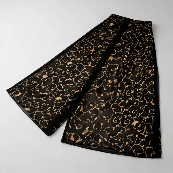 Embroidered_Chiffon_Dupatta_With_Floral_Jaal_Lace_Border_Black_Gold