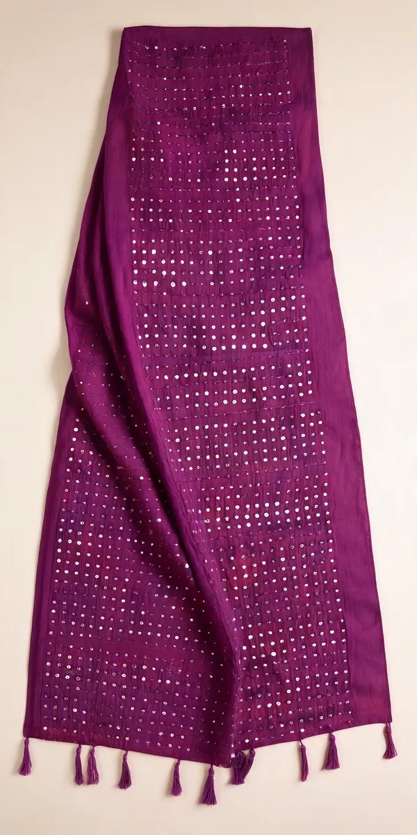 Chanderi_Sequin_Embroidered_Dupatta_With_Tassels_Wine