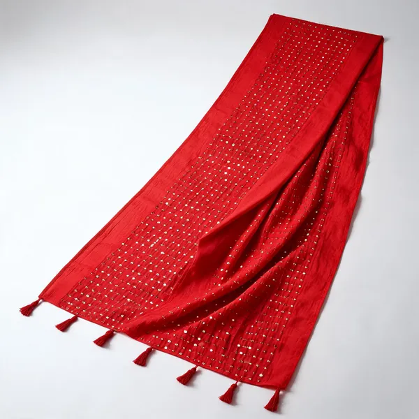 Chanderi_Sequin_Embroidered_Dupatta_With_Tassels_Red