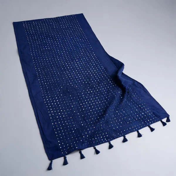 Chanderi_Sequin_Embroidered_Dupatta_With_Tassels_Navy_Blue