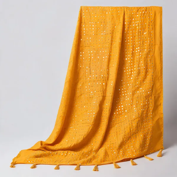 Chanderi_Sequin_Embroidered_Dupatta_With_Tassels_Yellow