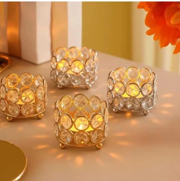 ArtiKa_India_Tealight_Candle_Holder_with_Gold_Finish_&_Crystal_Design_Iron_1_-_Cup_Tealight_Holder_(Gold,_Pack_of_1)