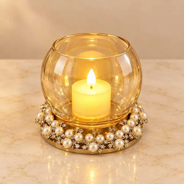 ArtiKa_India_Wooden_base_Tealight_holder_Wooden_1_-_Cup_Tealight_Holder_Set_(Gold,_Pack_of_1)
