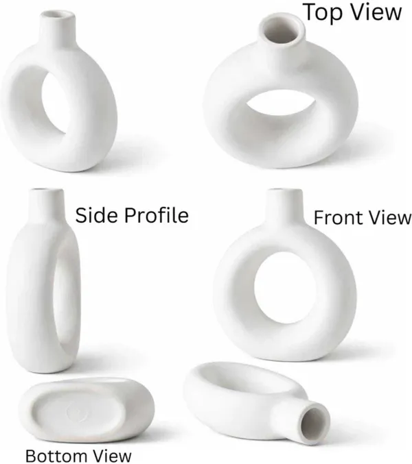 ArtiKa_India_White-Donut_Vase-_6inch-white_Ceramic_Vase_(15.24_inch,_White)