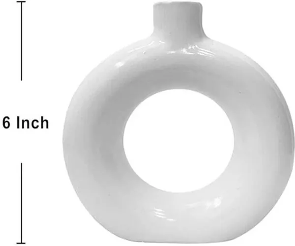 ArtiKa_India_Donut_Vase-_6inch-white_Glossy_Ceramic_Vase_(15.24_inch,_White)