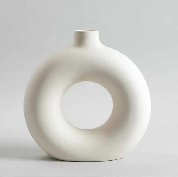 ArtiKa_India_Donut_Vase-_6inch-White_Glossy_Ceramic_Vase_(15.24_inch,_White)