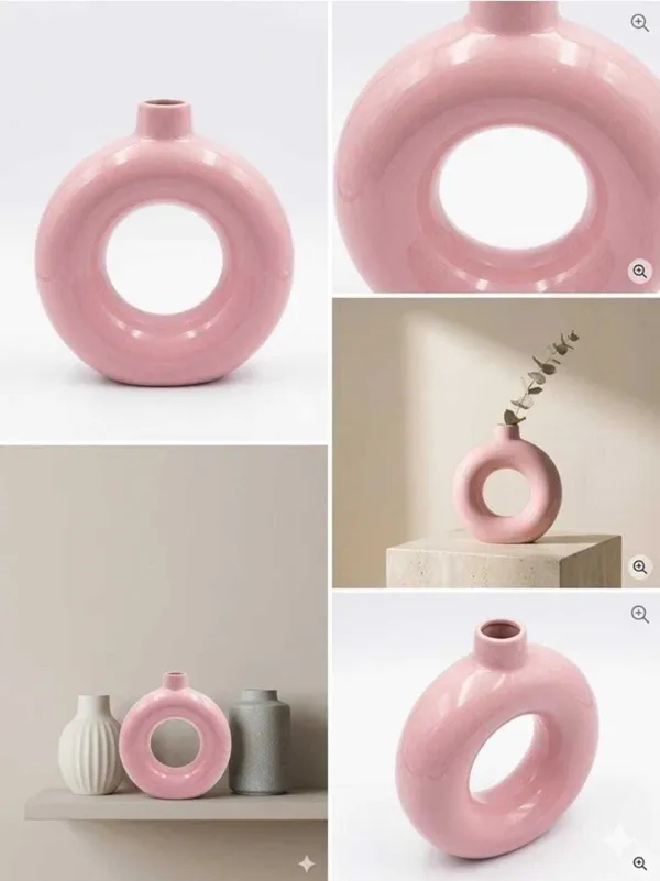 ArtiKa_India_Donut_Vase-_6inch-Pink_Ceramic_Vase_(15.24_inch,_Pink)