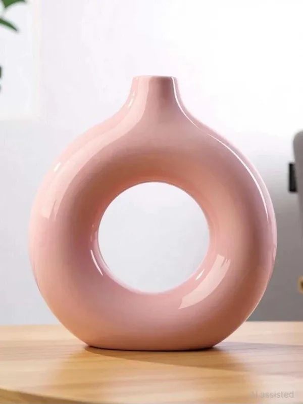 ArtiKa_India_Donut_Vase-_6inch-Pink_Ceramic_Vase_(15.24_inch,_Pink)