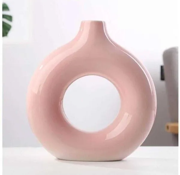 ArtiKa_India_Donut_Vase-_Pink-6inch_Ceramic_Vase_(15.24_inch,_Pink)