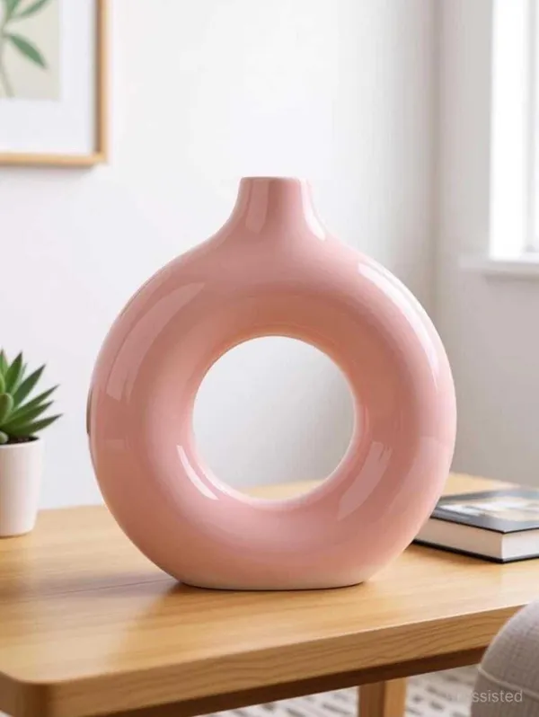 ArtiKa_India_Donut_Vase-_Pink-6inch_Ceramic_Vase_(15.24_inch,_Pink)
